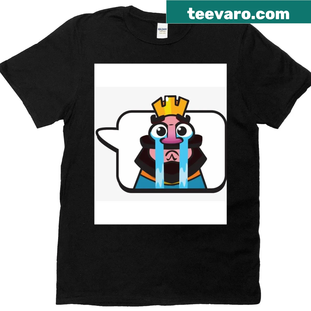 Oversized t-shirt with a sad emoji graphic from Clash Royale — on a men's t-shirt