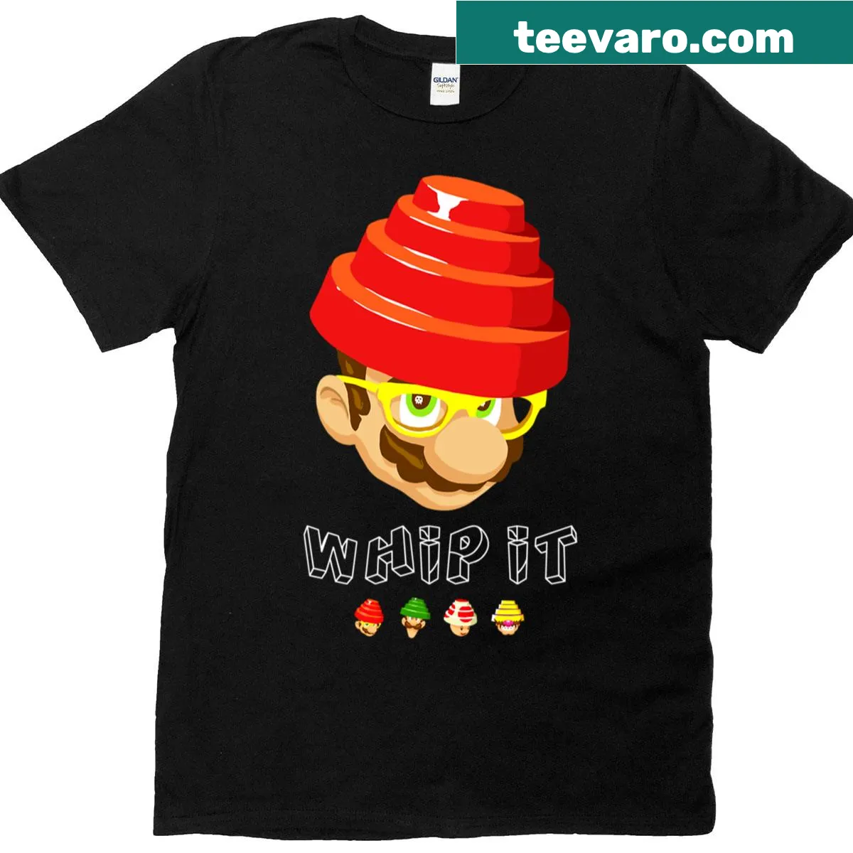 T-shirt with a playful illustration of a whip in action — on a men's t-shirt