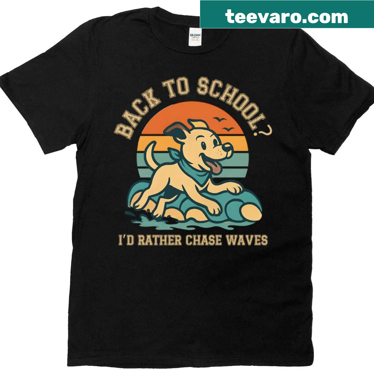 Oversized T-shirt featuring a funny dog at the beach design — on a men's t-shirt