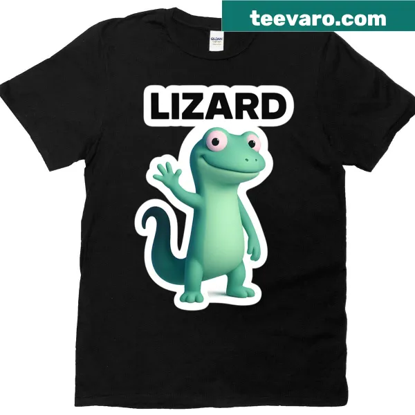 Cute 3D cartoon lizard graphic t-shirt for kids.