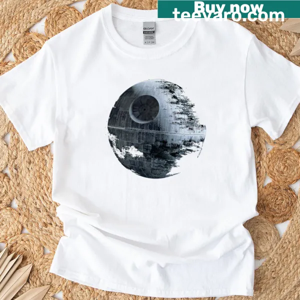 T-shirt featuring a detailed illustration of the Death Star