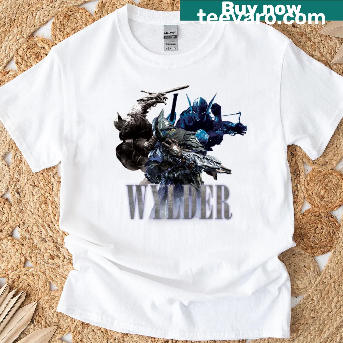 Elden Ring T-shirt featuring Nightreign Wylder illustration — on a men's t-shirt