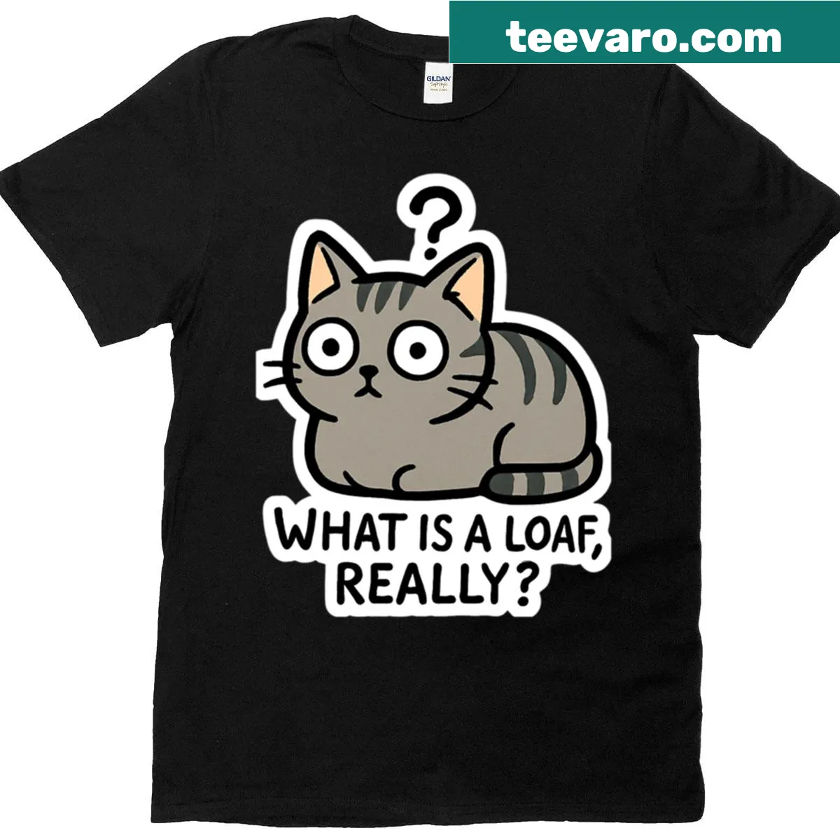 T-shirt with a funny loaf kitten illustration and humorous text — on a men's t-shirt