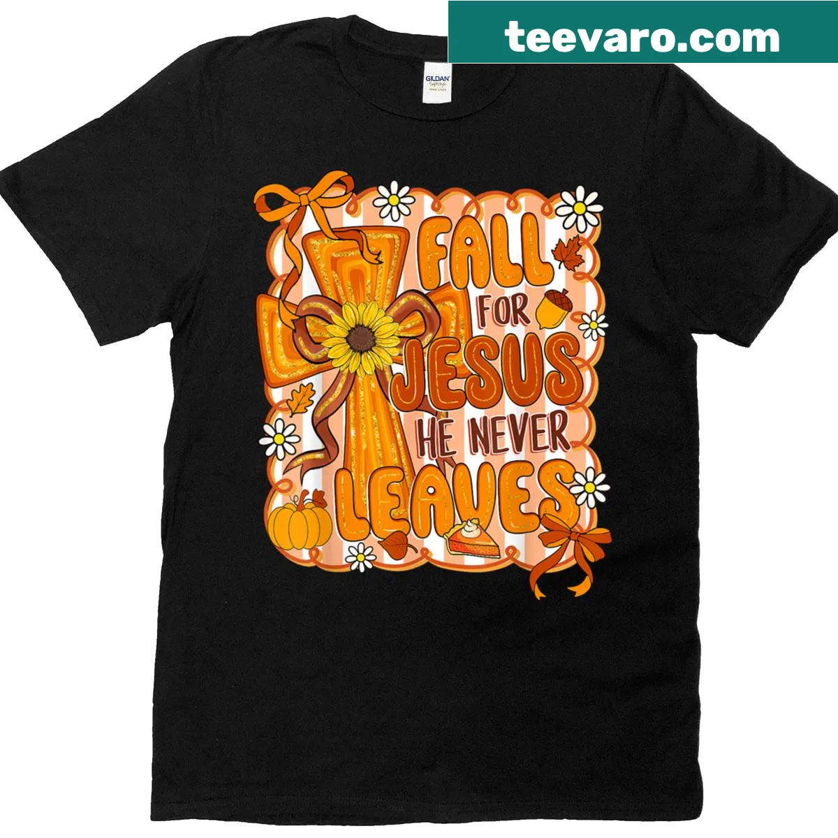 Inspirational T-shirt for women featuring text about faith and autumn — on a men's t-shirt