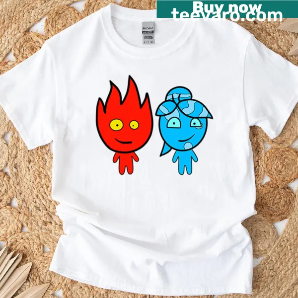 Fireboy and Watergirl graphic on a T-shirt