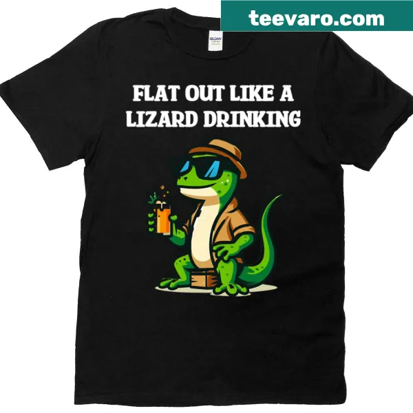 Funny T-shirt with a lizard illustration and humorous drinking phrase