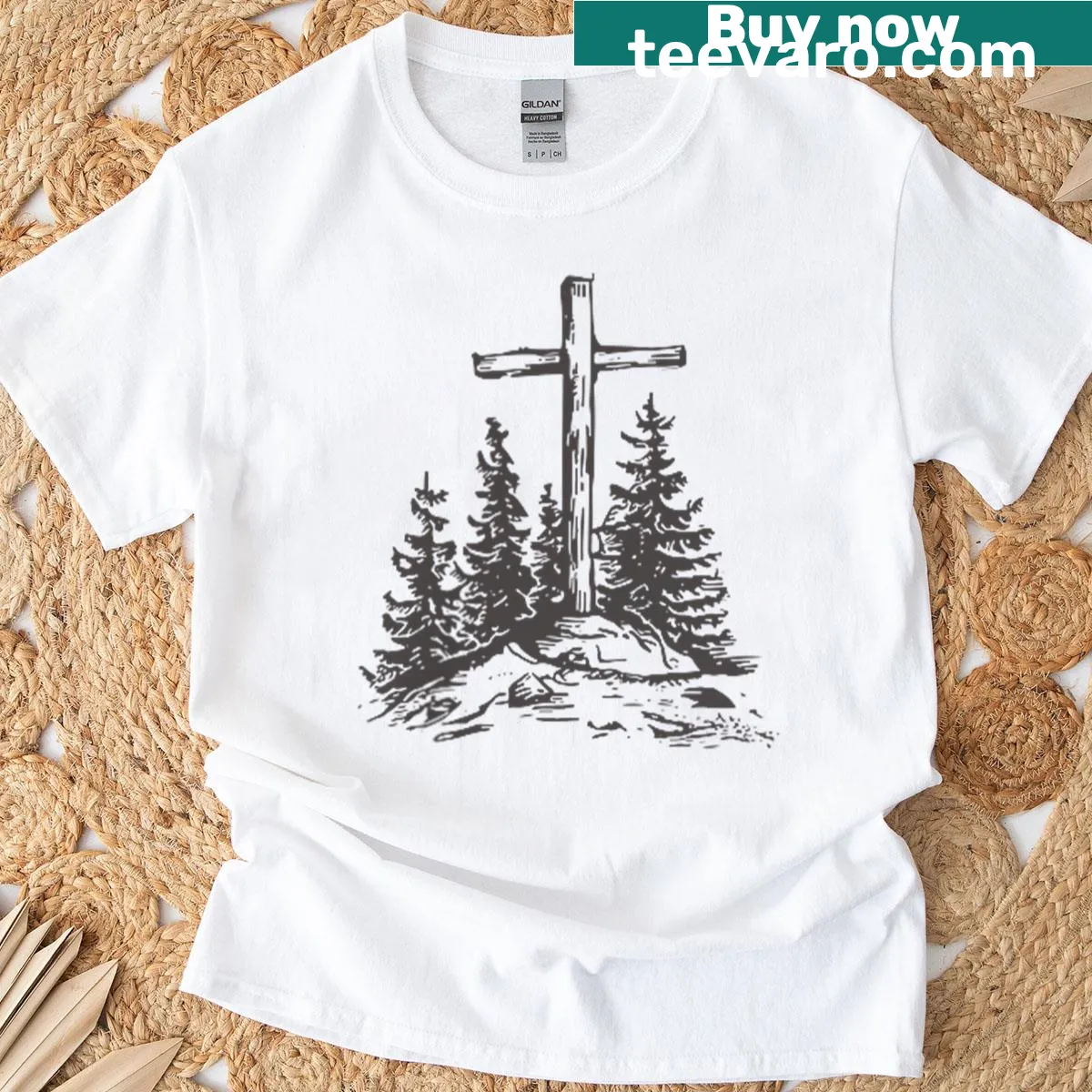 T-shirt with 'Follow The Word Not The Herd' printed on front and back — on a men's t-shirt
