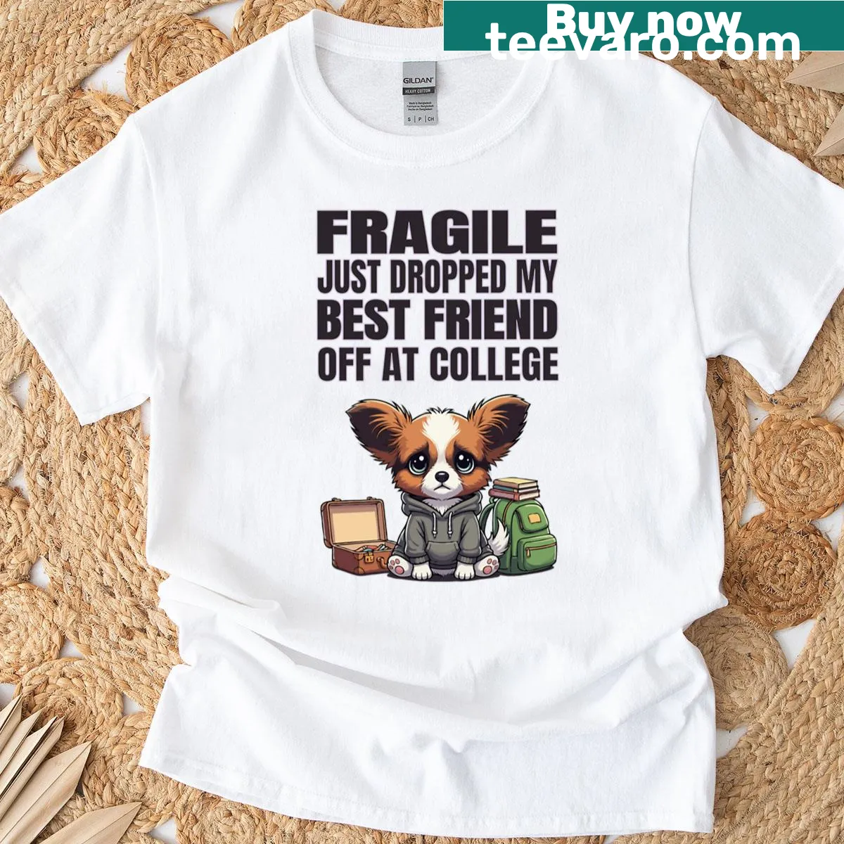 Sentimental oversized t-shirt about friendship and college journeys. — on a men's t-shirt