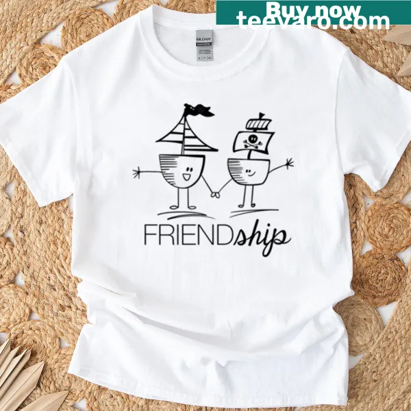 Whimsical Friend-ship Doodle t-shirt illustrating friendship themes.