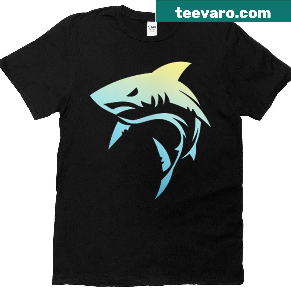 Illustrative T-shirt featuring a shark design for marine life enthusiasts — on a men's t-shirt