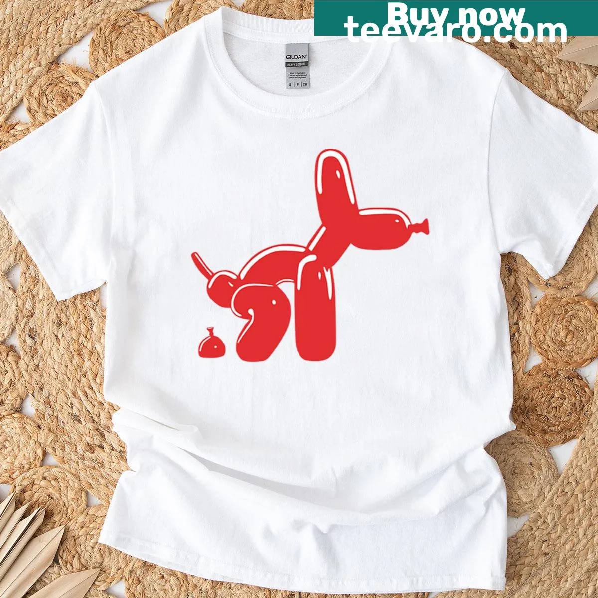 Illustration of a whimsical balloon dog on a T-shirt — on a men's t-shirt