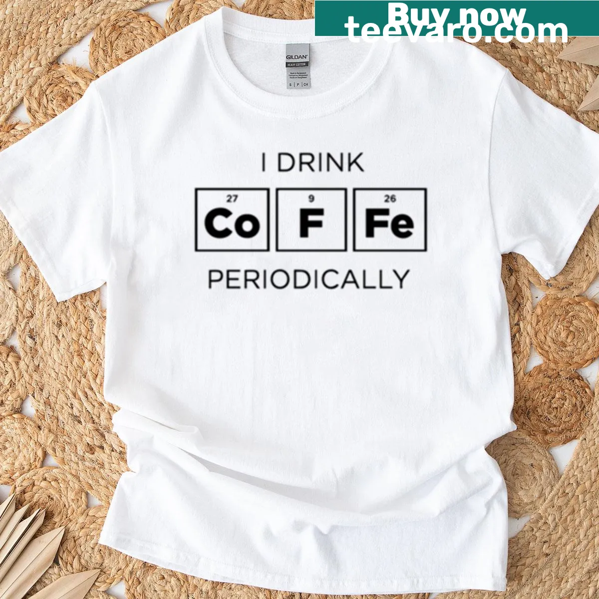 Funny drinking-themed periodic table design t-shirt — on a men's t-shirt
