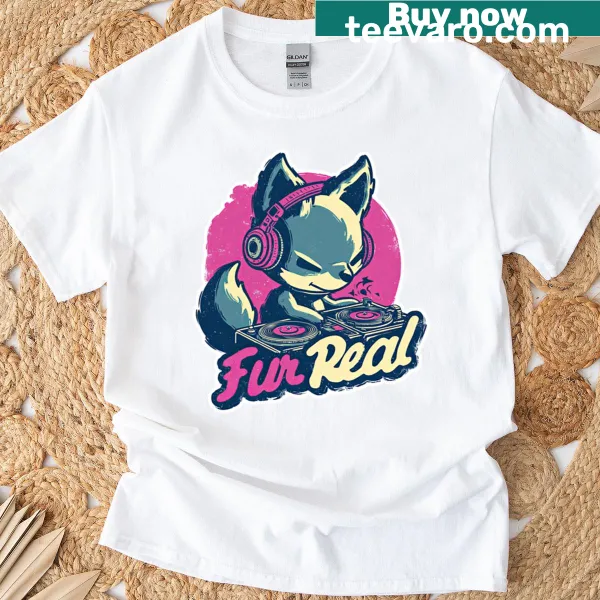 Humorous illustration of a dog with the phrase Fur Real