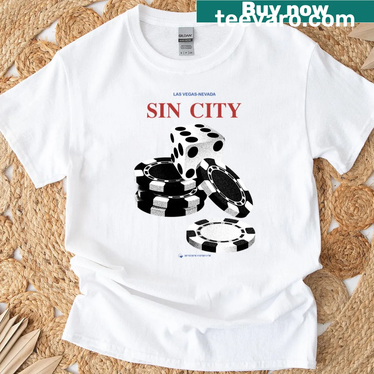 T-shirt featuring a fun gaming graphic inspired by gambling. — on a men's t-shirt