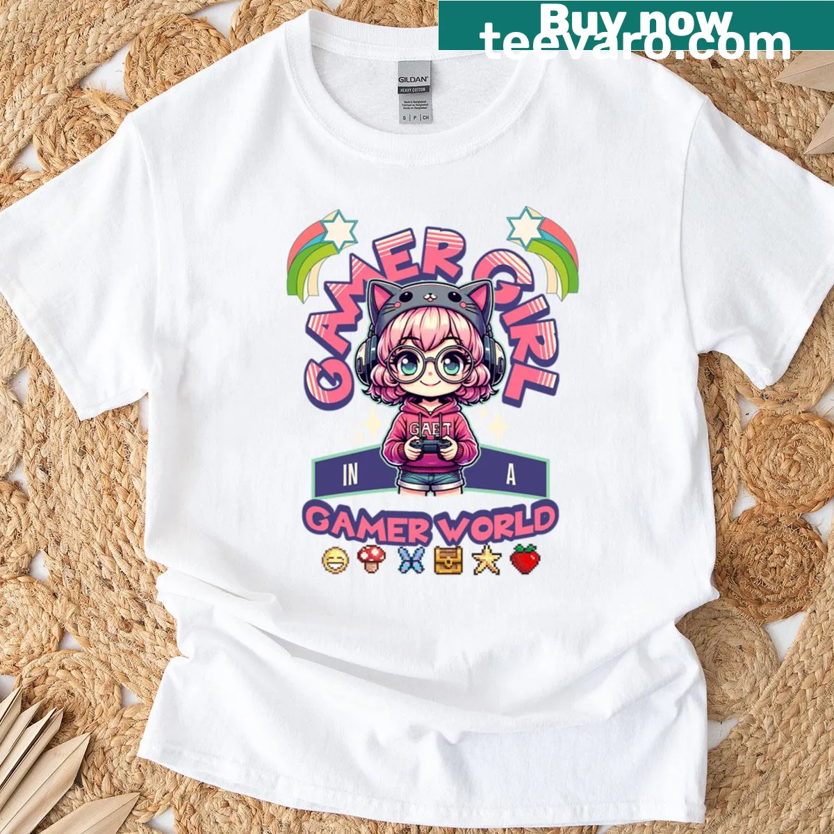 Graphic T-shirt designed for gamer girls, perfect for casual wear. — on a men's t-shirt