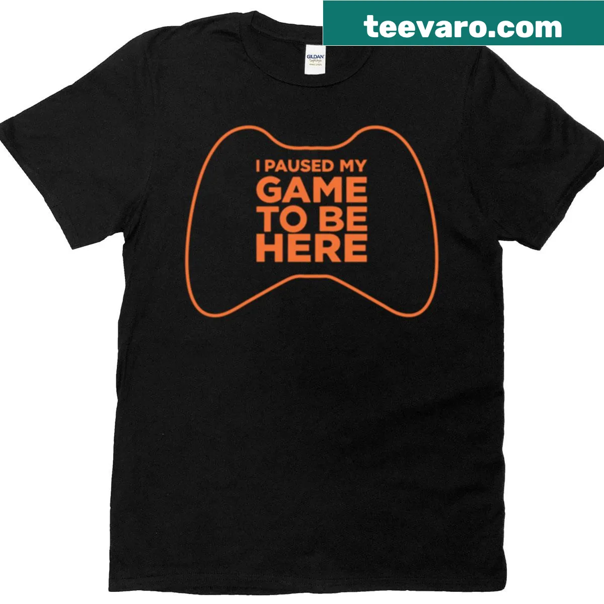 Funny T-shirt stating 'I Paused My Game To Be Here' — on a men's t-shirt