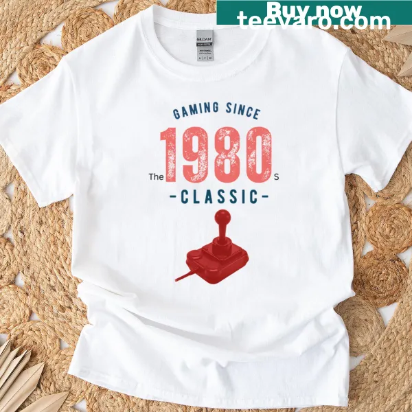 Retro T-shirt featuring 'Gaming Since The 1980s' text