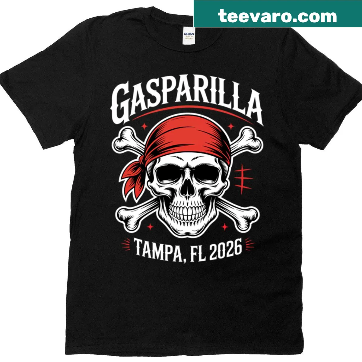 Illustrative Gasparilla T-shirt celebrating Tampa Florida — on a men's t-shirt