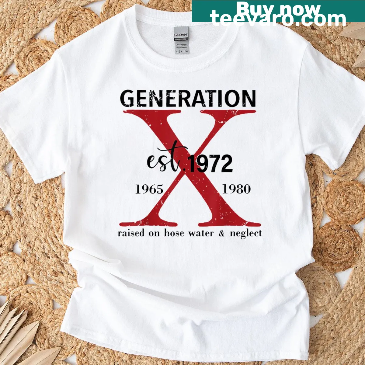 Nostalgic graphic T-shirt celebrating Generation X upbringing with humor. — on a men's t-shirt