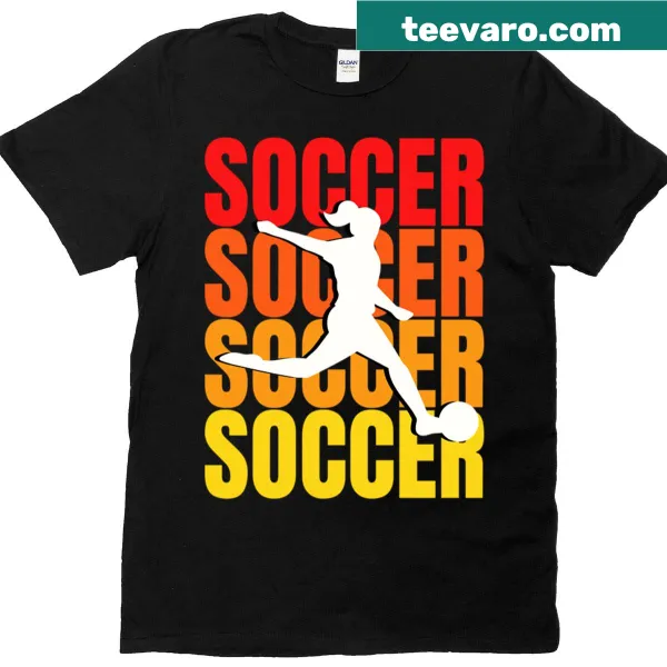 T-shirt celebrating women in sports with soccer design