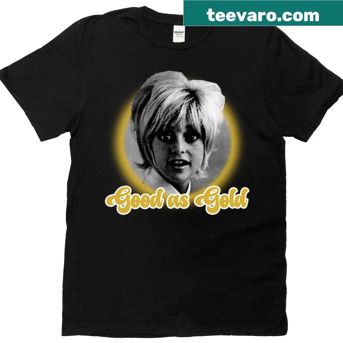 T-shirt with the phrase 'Good As Gold' in stylish typography — on a men's t-shirt