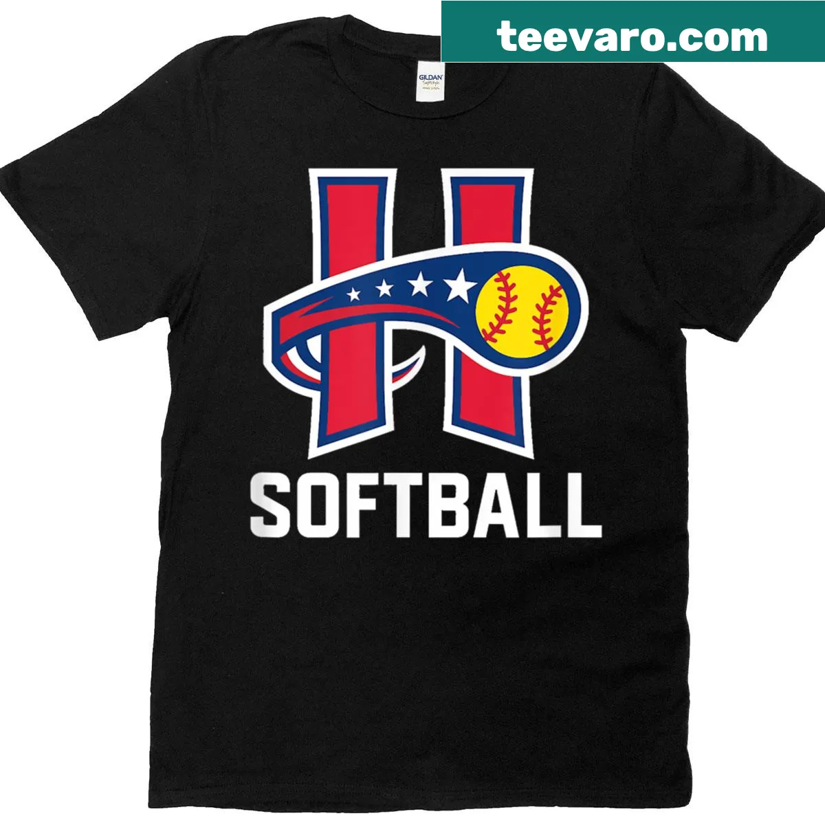 Heritage Softball Eagles T-shirt with bold team name — on a men's t-shirt
