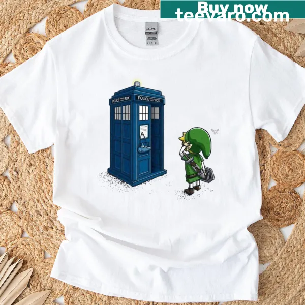 T-shirt featuring an illustration of a hero exploring space and time.