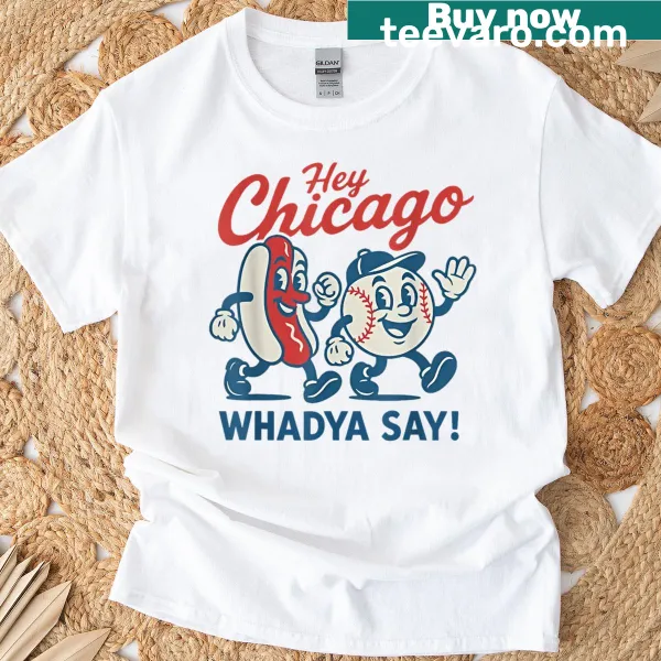 Chicago-themed baseball and hot dog t-shirt