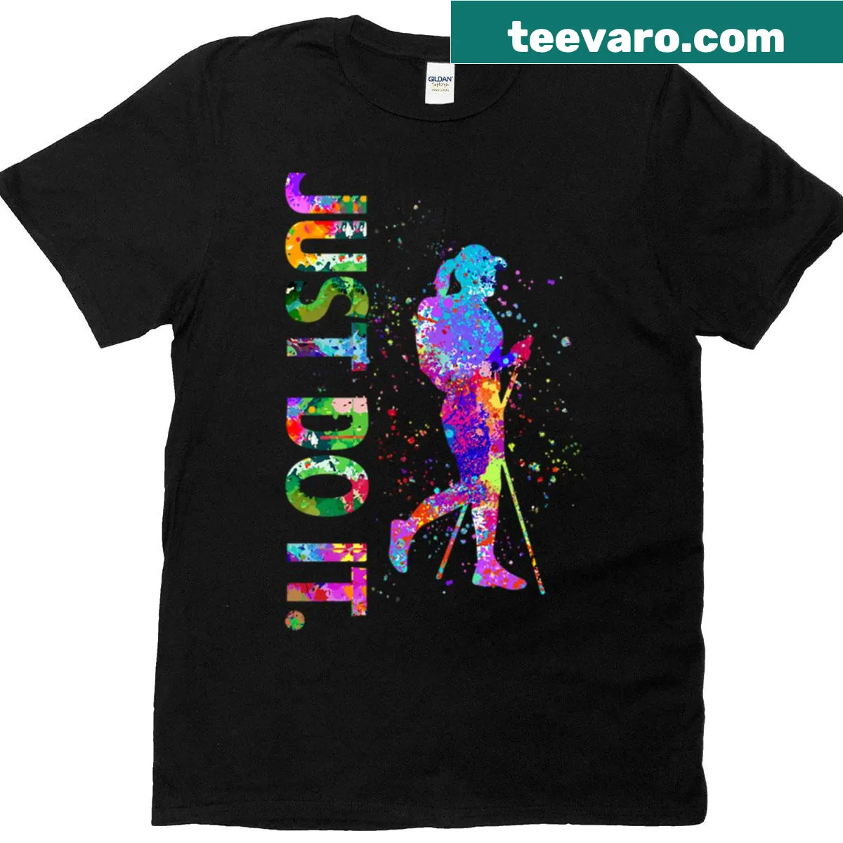 Watercolor nature design on a hiking-themed t-shirt — on a men's t-shirt