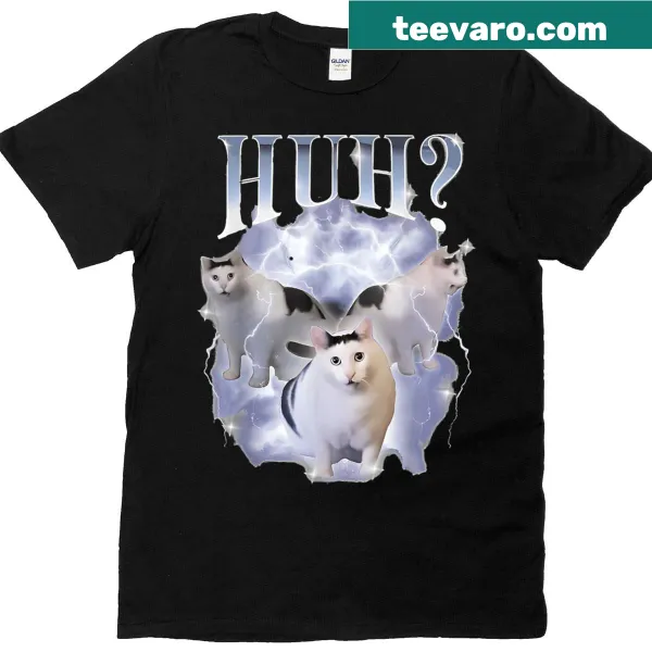 Cartoon meme t-shirt featuring a chonky cat for cat lovers