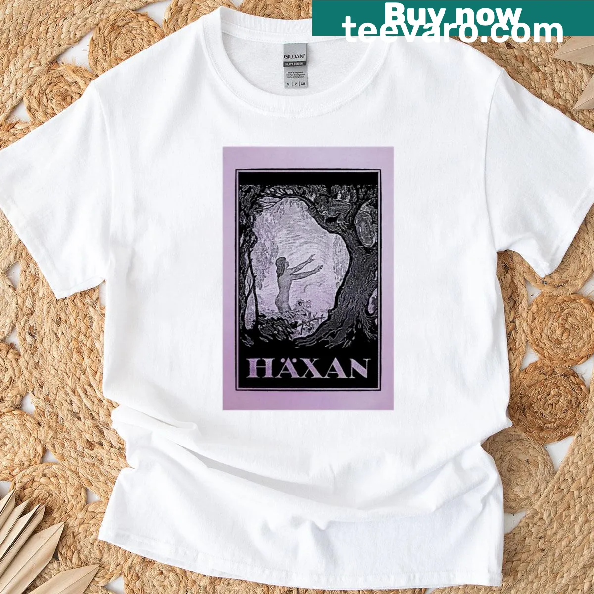 Abstract graphic inspired by silent horror films on a T-shirt — on a men's t-shirt
