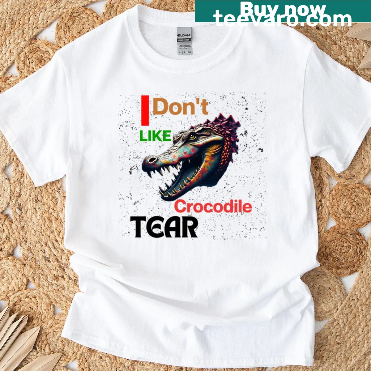 T-shirt with a crocodile head design and the quote 'I Don't Like Crocodile Tears' — on a men's t-shirt