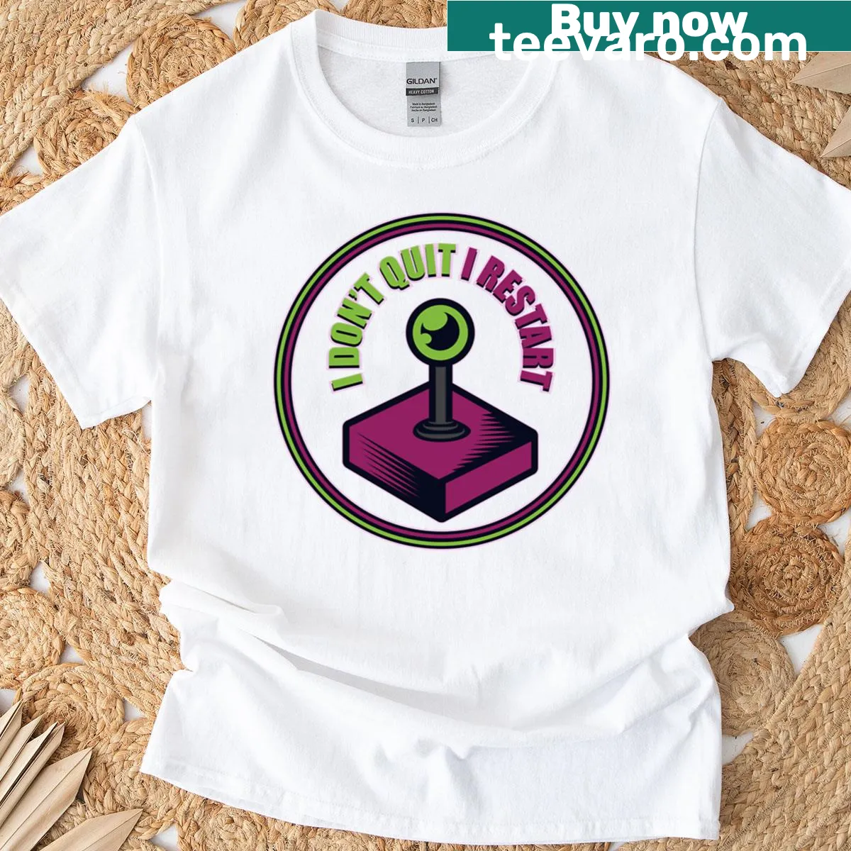 Motivational T-shirt with 'I Don’t Quit, I Restart' text — on a men's t-shirt