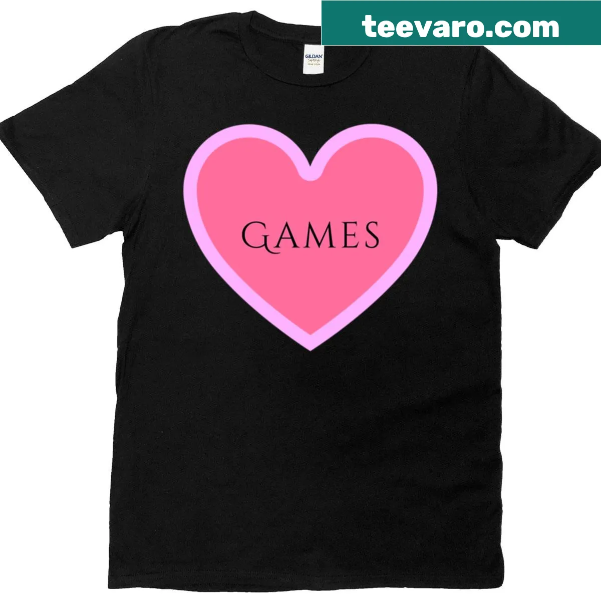 Playful t-shirt with 'I Heart Games' graphic — on a men's t-shirt