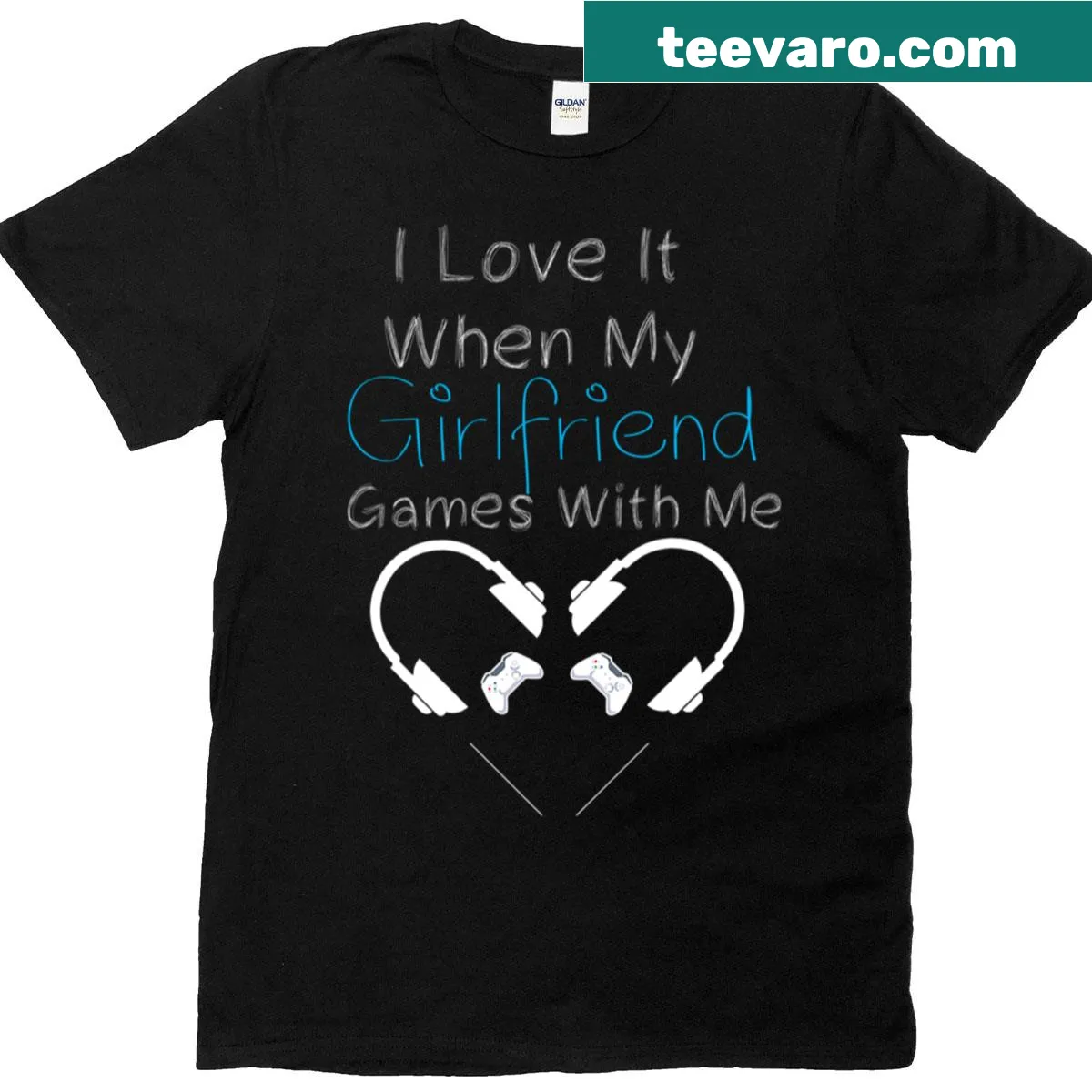 Heartwarming gaming t-shirt featuring a couple-themed message — on a men's t-shirt