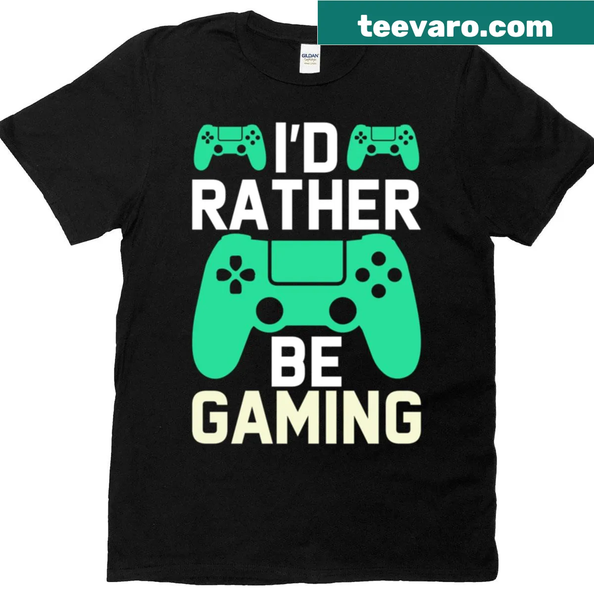Bold text t-shirt saying 'I'd rather be gaming' for gamers — on a men's t-shirt