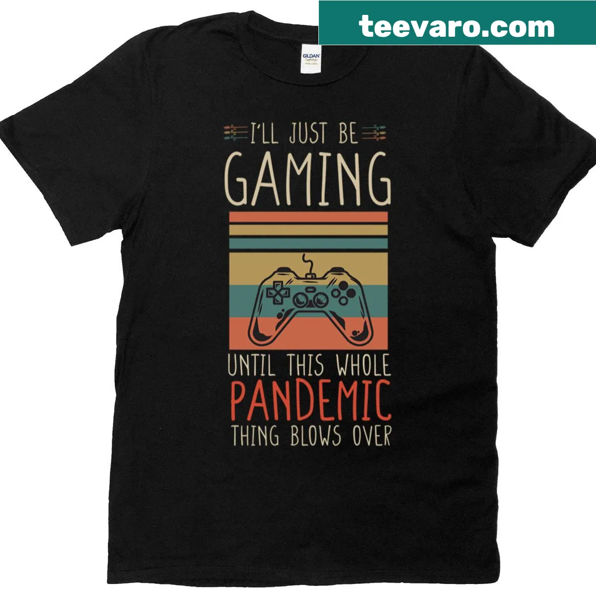 Gaming t-shirt with the phrase about gaming during the pandemic — on a men's t-shirt