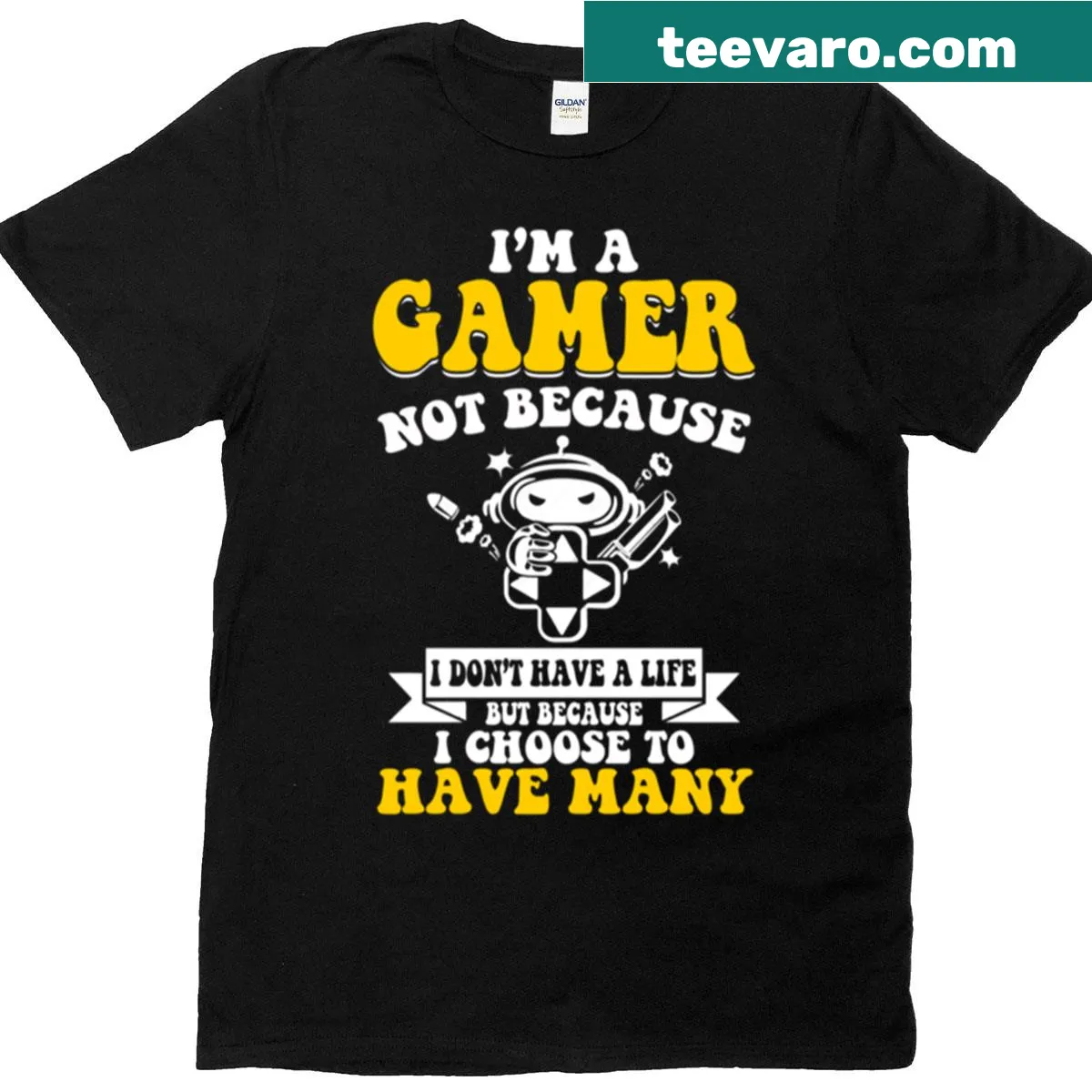 Humorous gamer t-shirt with witty saying — on a men's t-shirt