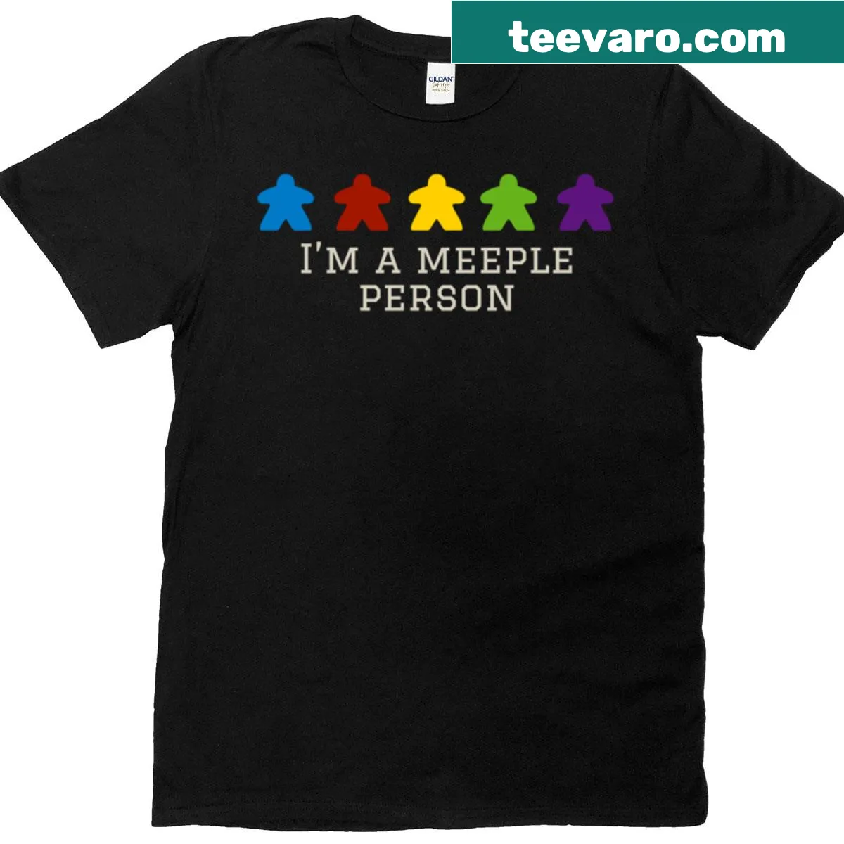 T-shirt with text 'I'm A Meeple Person' for board game fans — on a men's t-shirt