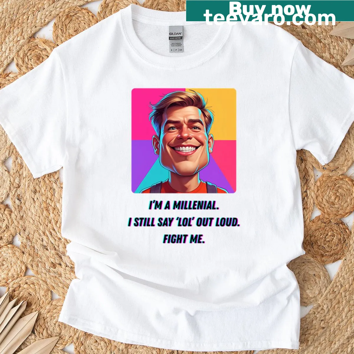 T-shirt with the phrase 'I'm A Proud Millennial' in bold typography — on a men's t-shirt