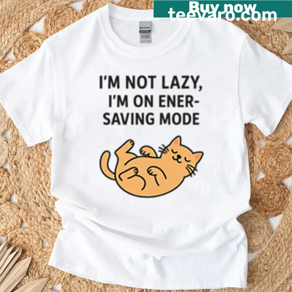 Cartoon cat with 'energy-saving mode' text