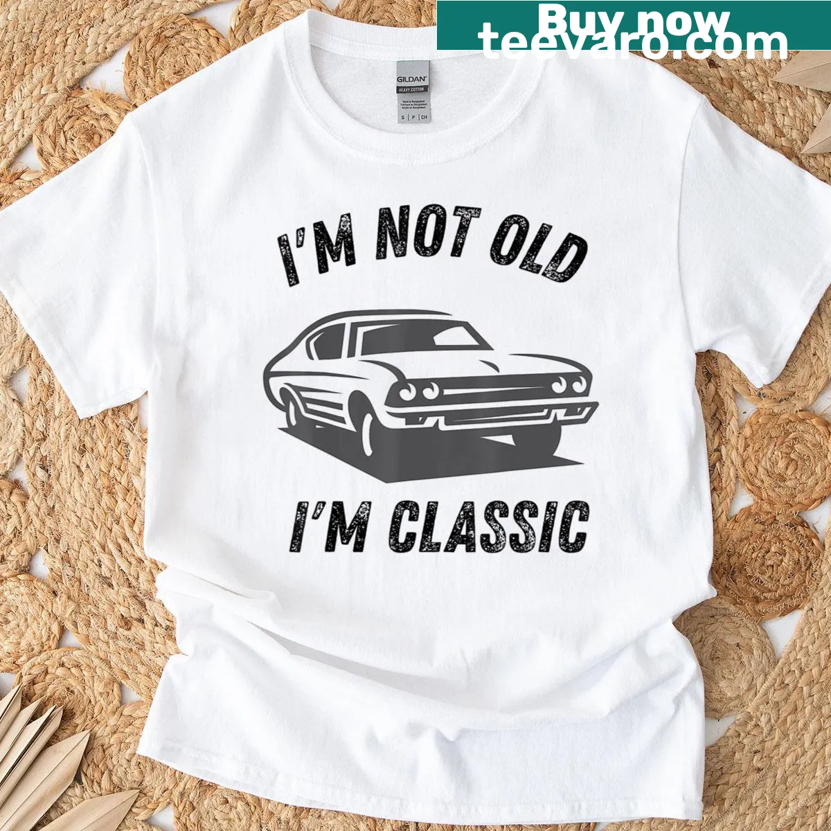 Funny car graphic shirt with text: I'm Not Old I'm Funny — on a men's t-shirt