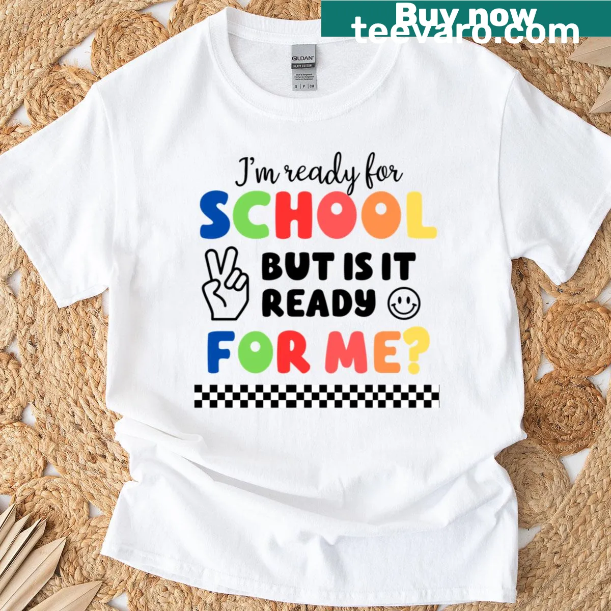 Funny back-to-school t-shirt with the phrase about readiness for school — on a men's t-shirt