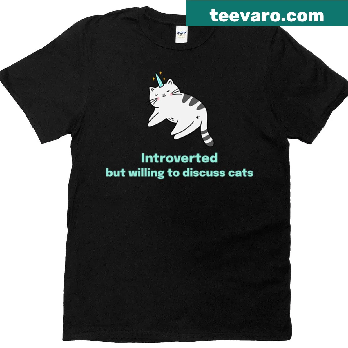 Cute t-shirt with the saying about introversion and cats — on a men's t-shirt