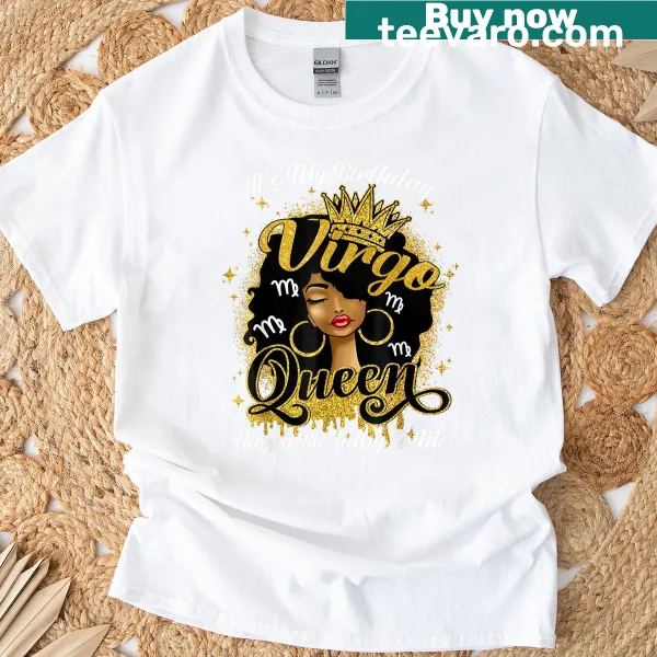 Virgo birthday shirt with text 'Happy Birthday To Me' designed for melanin women