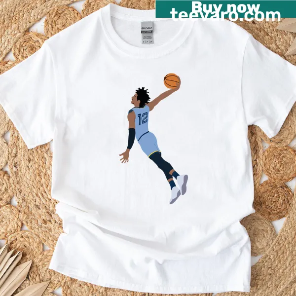 T-shirt featuring Ja Morant dunking illustration