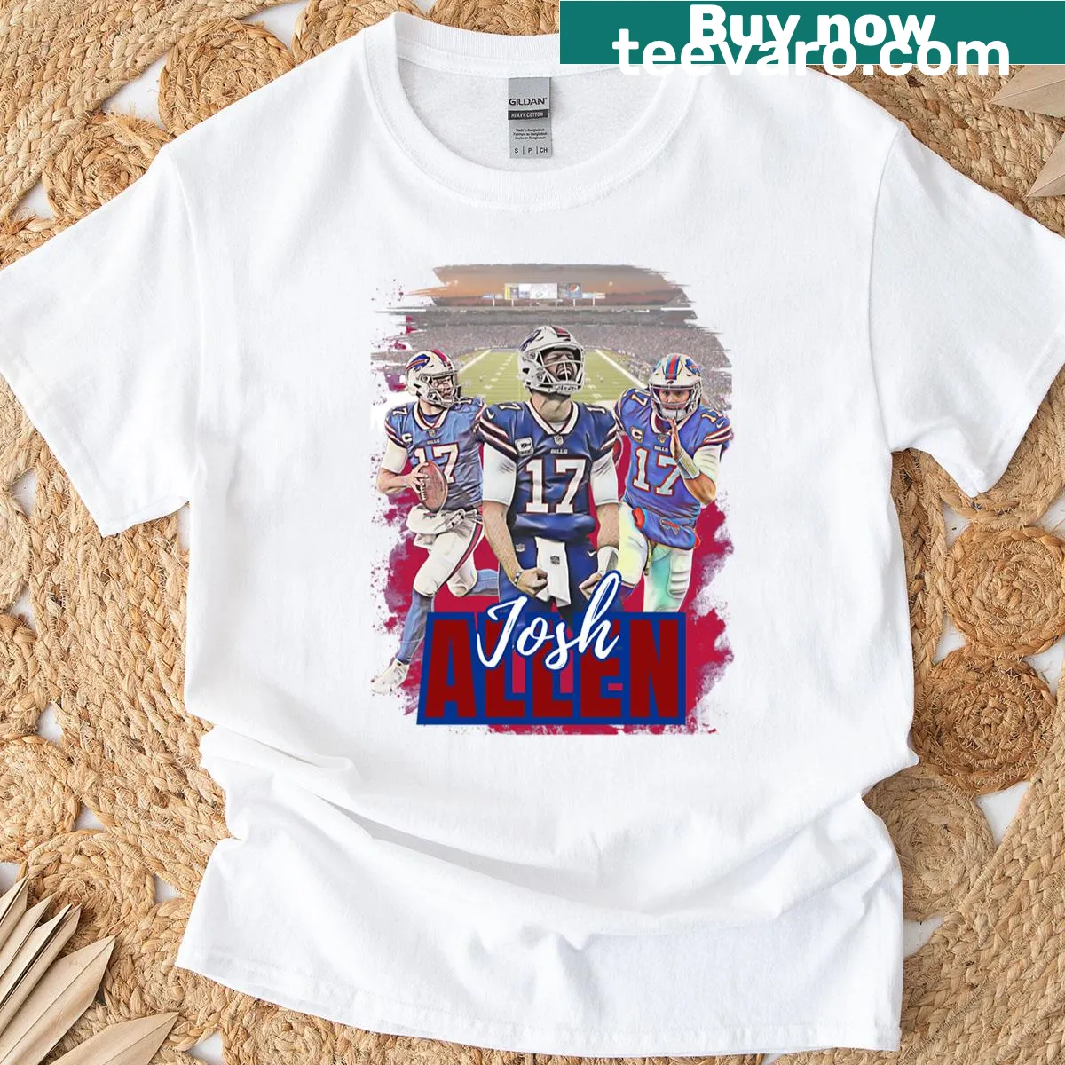 Fan art t-shirt celebrating Josh Allen, the quarterback. — on a men's t-shirt