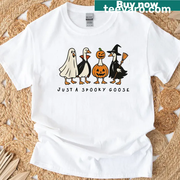 Cartoon goose graphic with text Just A Spooky Goose