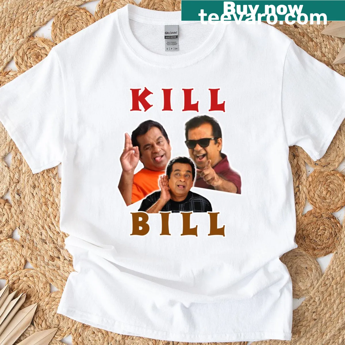 Graphic inspired by Kill Bill and Brahmanandam — on a men's t-shirt