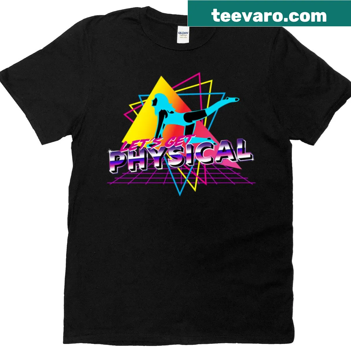 Retro 80s workout shirt with humorous text — on a men's t-shirt